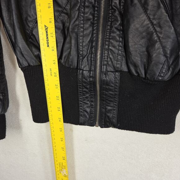 Vintage Moto Jacket Paris Blues Black 2XL 90s Vegan Leather Y2k Goth Biker Bike - Picture 4 of 14